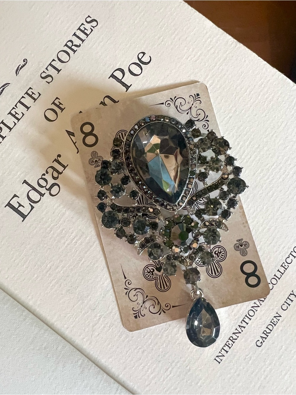New! Aratta Mirror Mirror Pin Rhinestone Beautiful Oversized Brooch Pin